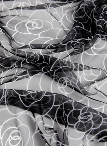 Abstract Floral Print Scarf, Black & White