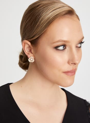 Pearl Centre Earrings, Gold