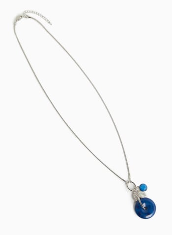 Disc & Charm Pendant Necklace, Royal Blue