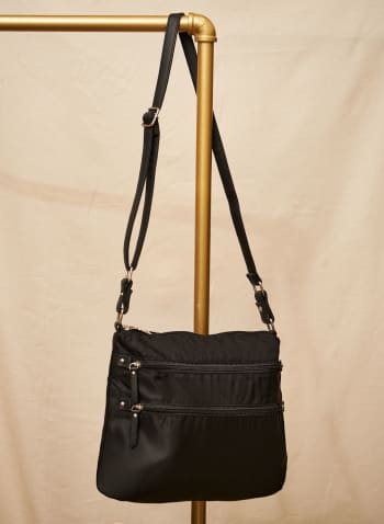Multi Zipper Crossbody Bag, Black