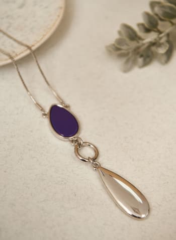 Three-Tier Pendant Necklace, Purple
