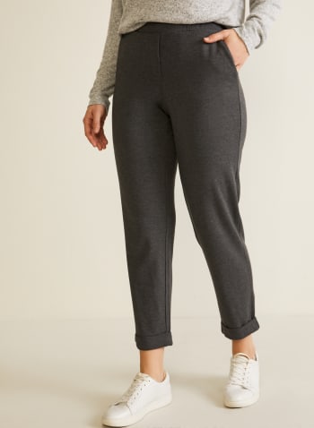 Straight Leg Pull-On Pants, Grey