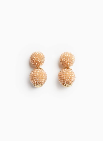 Boucles d'oreilles en grappe de perles, Beige naturel