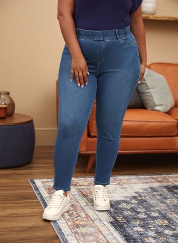 Slim Leg Pull-On Jeans, Blue