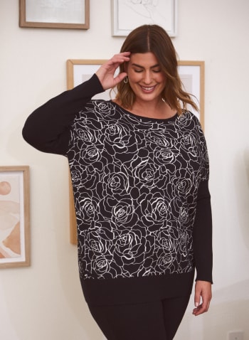 Rose Print Sweater, Black Pattern