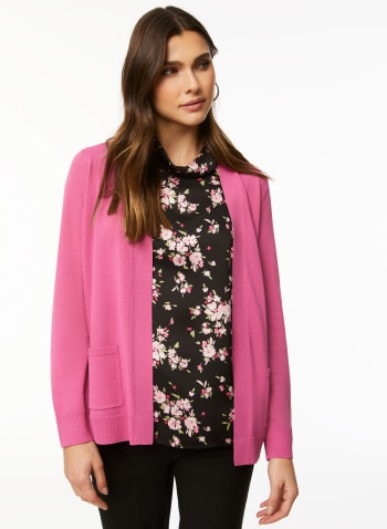 Open Front Cardigan, Pink