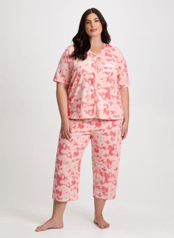 Tie Dye Print Pyjama Set, Red Pattern