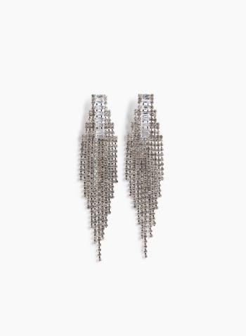 Crystal Chandelier Earrings, Silver
