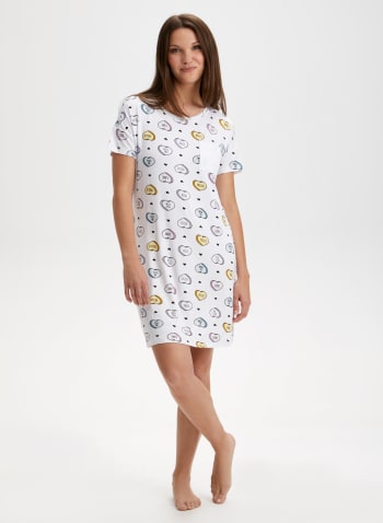 Printed Nightgown, White Pattern