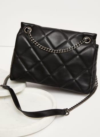 Diamond Quilted Handbag, Black
