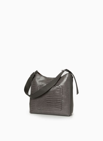 Croco Textured Bag, Grey