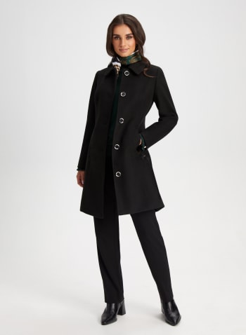 Club Collar Wool Blend Coat, Black