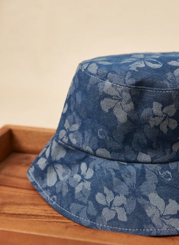 Chapeau cloche à motif floral, Bleu