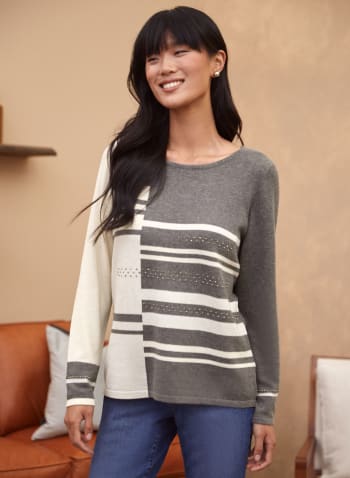 Colour Block Sweater, Grey