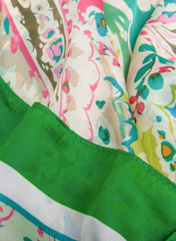 Foulard à motif floral et bordures unies, Motif vert