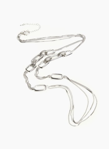 Chain Detail Layered Necklace, Silver