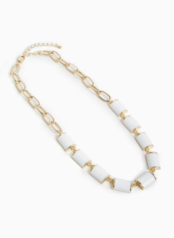 Bead Dome Chain Link Necklace, White