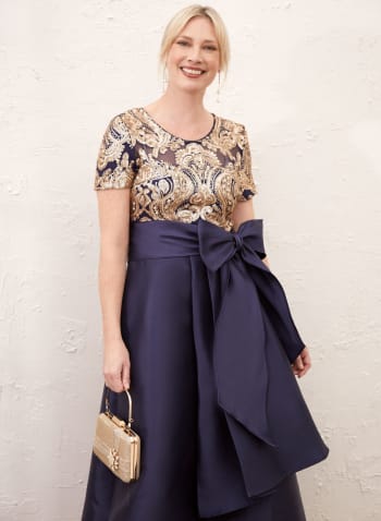 Sequin & Bow Detail Dress, Blue