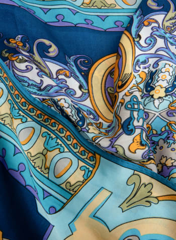 Foulard oblongue à motif mosaïque, Bleu