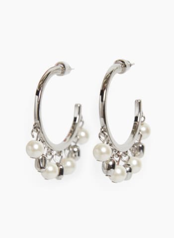 Pearl Dangle Earrings, Silver