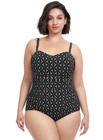 Geometric Motif Swimsuit, Black & White