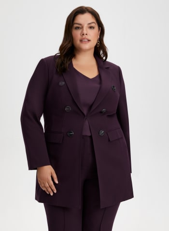 Long Button Detail Jacket, Mulberry