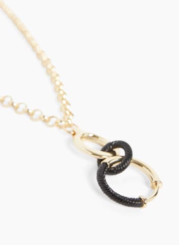 Double Ring Pendant Necklace, Black