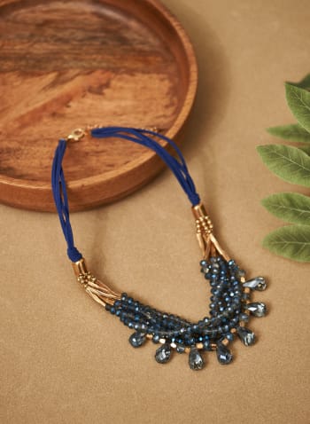 Multi-Row Beaded Necklace, Blue
