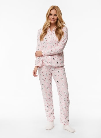 Dog & Heart Pyjama Set, Pink