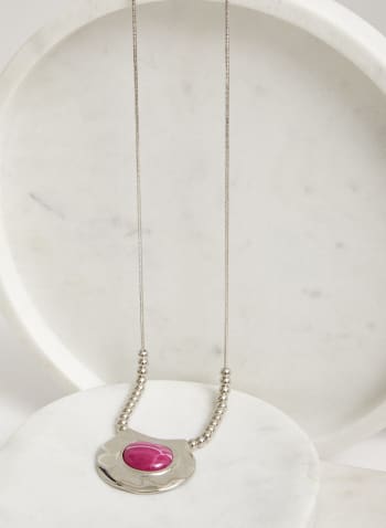 Geometric Pendant Necklace, Pink