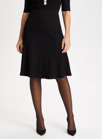 Pleated Midi Skirt, Black