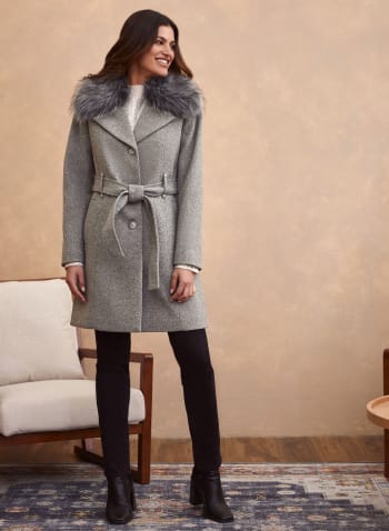 Stretch Wool Blend Coat, Grey