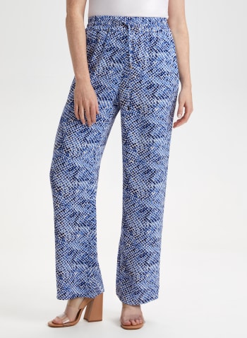 Abstract Animal Print Pull-On Pants, Blue Pattern