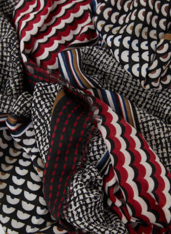 Abstract Print Scarf, Red
