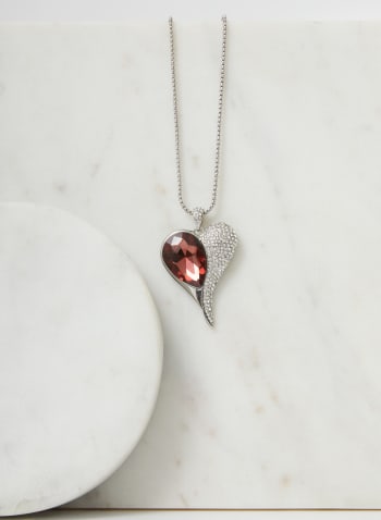 Heart Shape Pendant Necklace, Red