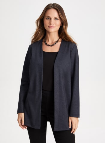 Long Sleeve Open Front Jacket, Gray
