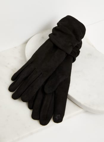 Faux Suede Gloves, Black