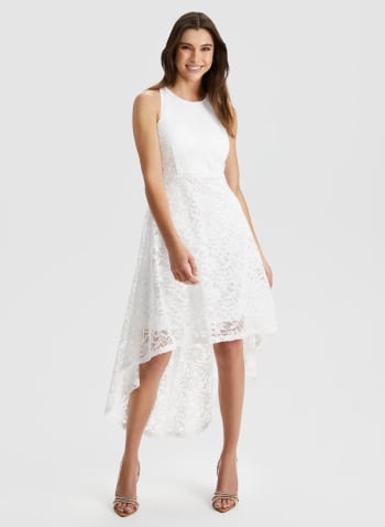 Lace High-Low Dress, White