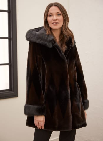 Faux Fur Coat, Black