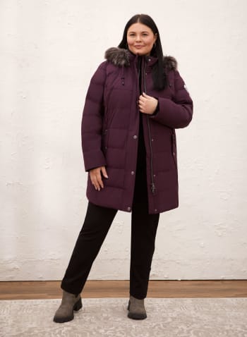 Down-Blend Quilted Coat, Pink