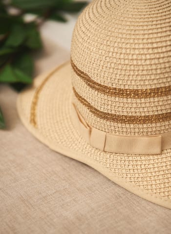 Glitter Stripe Backless Sun Hat, Beige