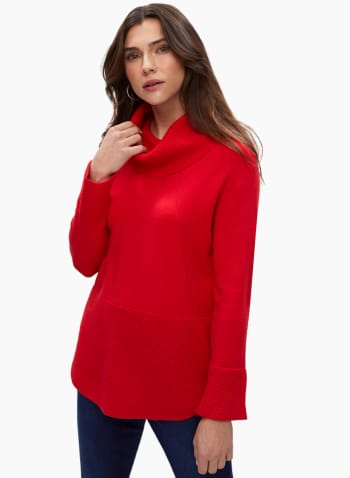 Cowl Neck Sweater, Red