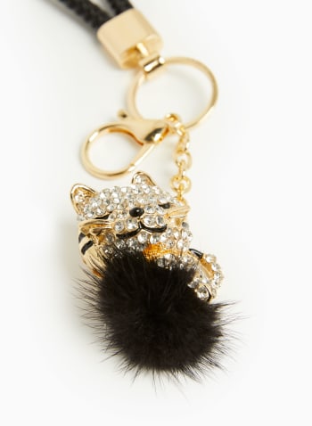 Crystal Cat Key Chain, Black