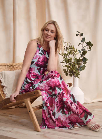 Floral Print Chiffon Maxi Dress, Assorted