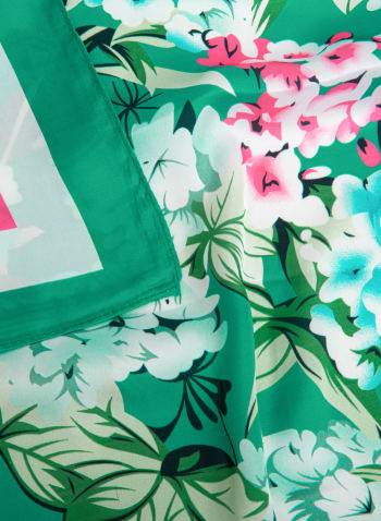 Foulard carré à motif floral, Vert Amazone