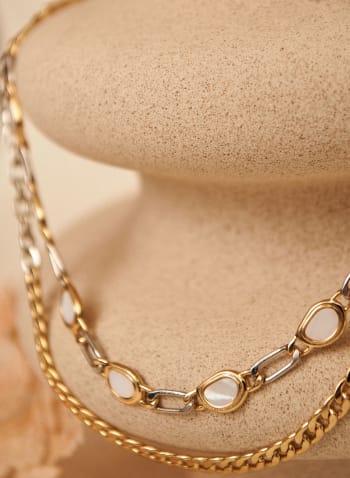 Two Tone Chain Necklace, Yellow