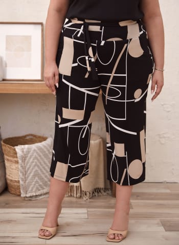 Joseph Ribkoff - Abstract Print Culotte Pants, Black Pattern