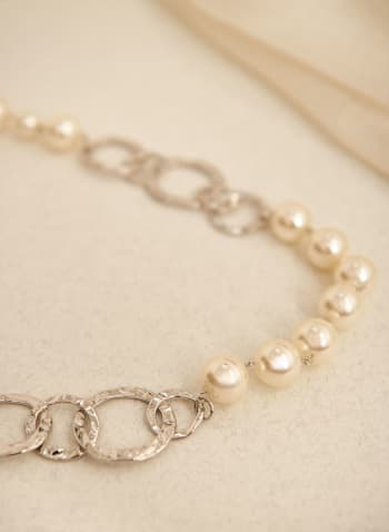 Pearl & Ring Necklace, Off White