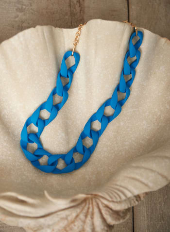 Chunky Link Necklace, Blue