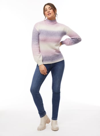Mock Neck Gradient Sweater, Purple
